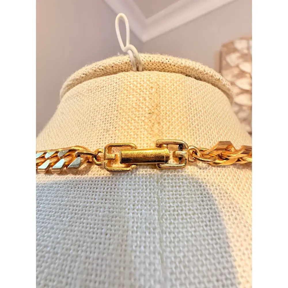 Vintage Gold Tone Cuban Link Chain Necklace 24”